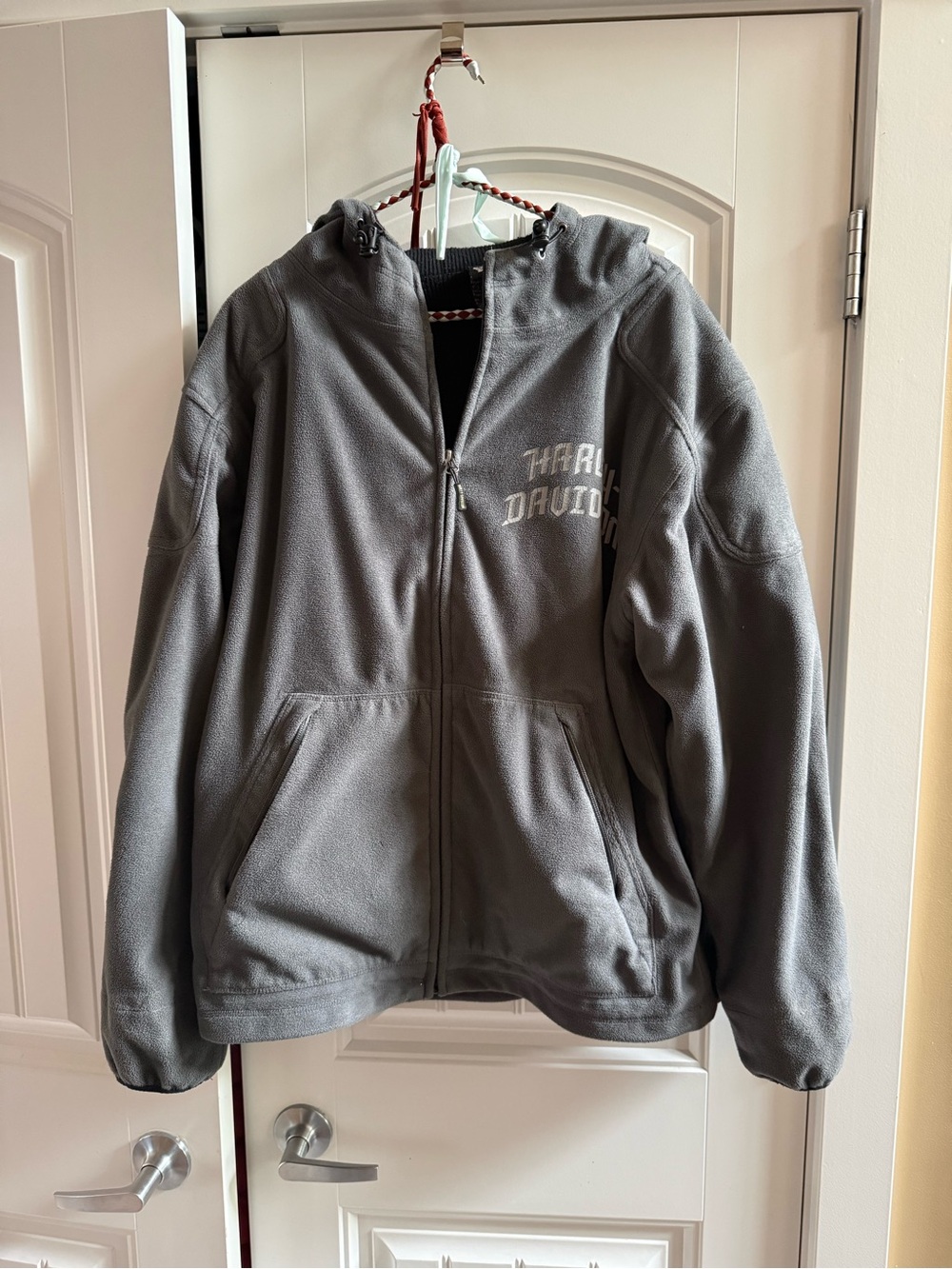 Harley-Davidson Men’s Gray Fleece Zip Hoodie Jacket With Padding Size Medium